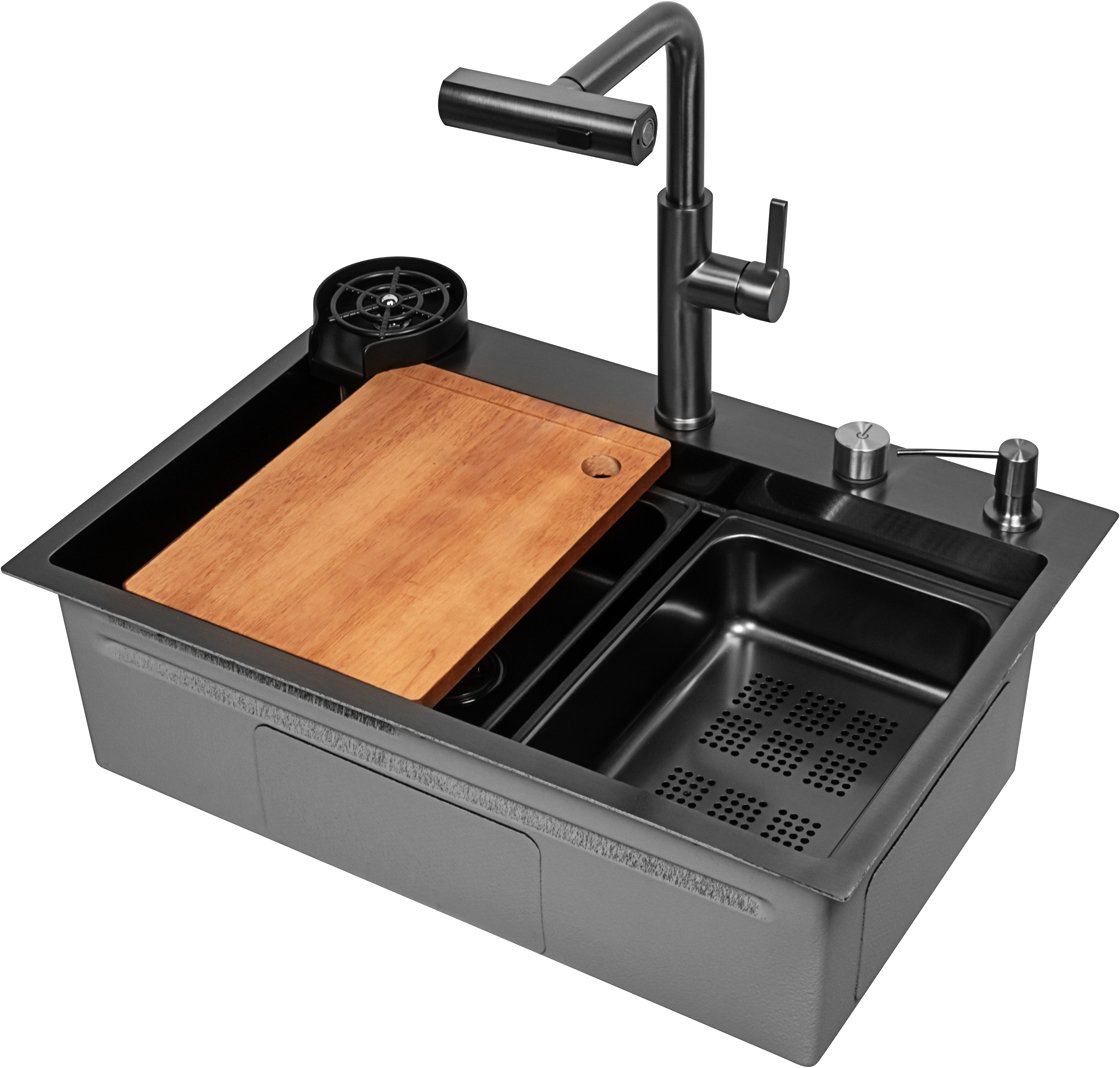 

Кухонная мойка ARFEKA ECO AR 680*460 T Black PVD Nano Decor