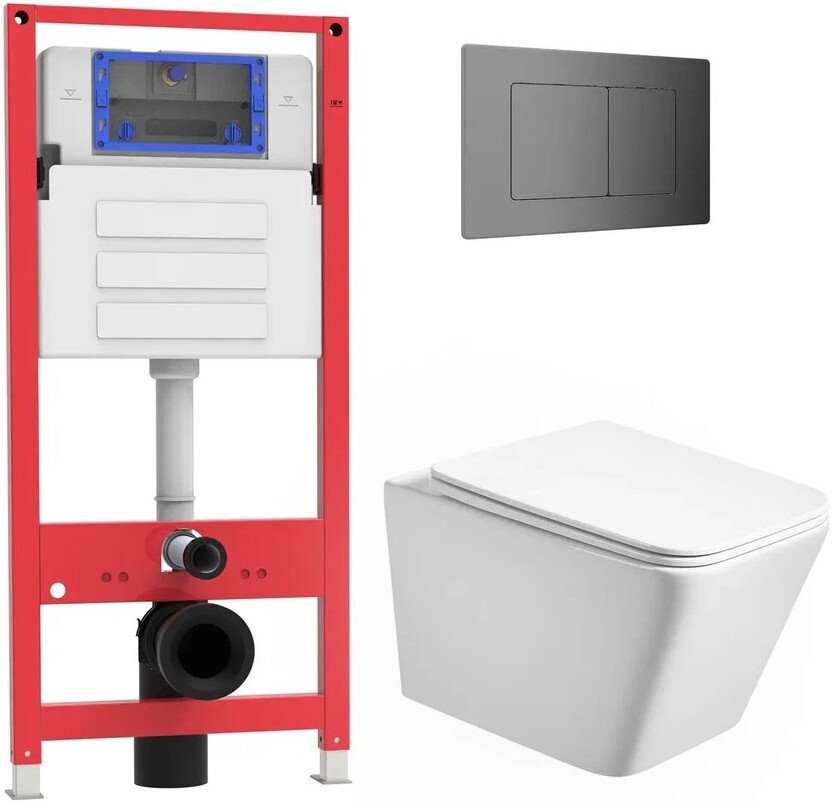 

Унитаз подвесной Oliveeka OL-MQ-003 + OL-5014 + OL-E12-BGM (матовый оружейный металл)