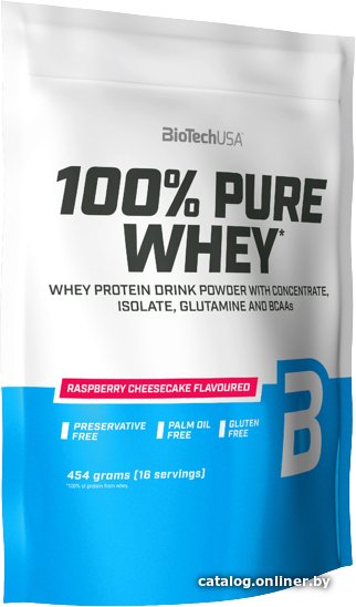 Протеин комплексный BioTech USA 100% Pure Whey (малиновый чизкейк, 1000 г)