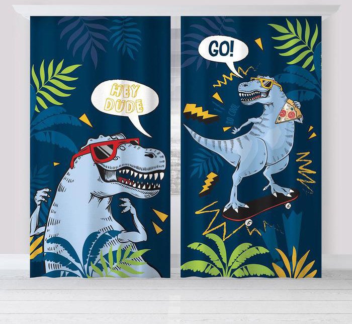 

Комплект штор Этель T-rex 1.45x2.6 м (синий/цветной принт, 2 шт)