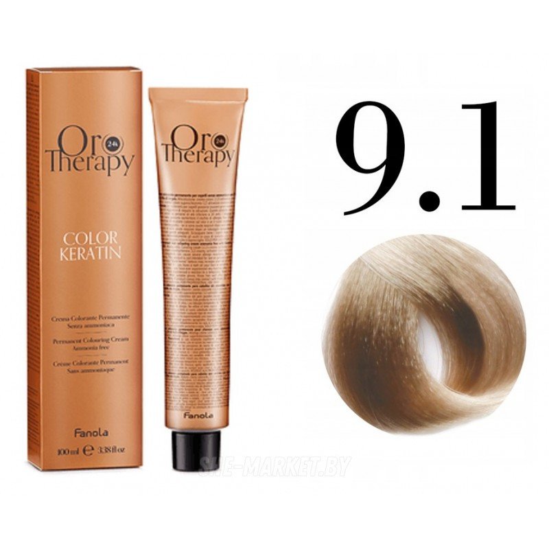 

Крем-краска Fanola ORO Therapy Color Keratin 9.1 блондин пепельный 100 мл