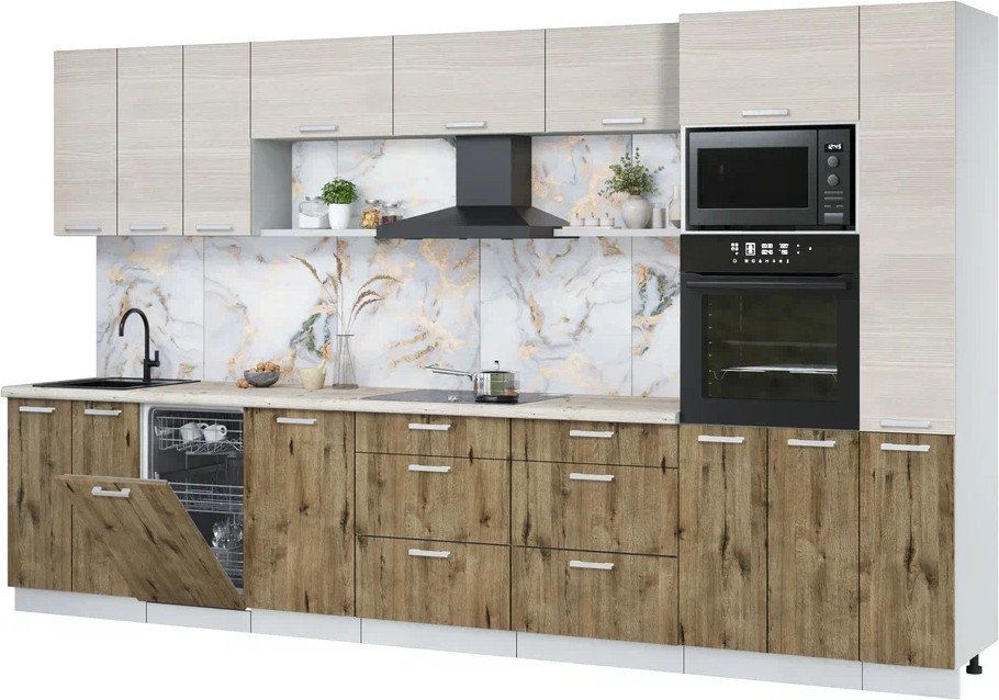 

Готовая кухня Интерлиния Мила Лайт 3.6-ПМ3 (вудлайн кремовый/дуб веллингтон/бискайская сосна)