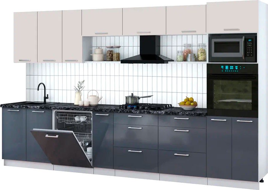 

Готовая кухня Интерлиния Мила Gloss 3.5-ПМ1-2 (асфальт глянец/кашемир/кастилло темный)