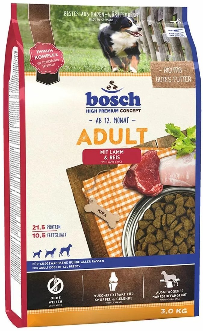 

Сухой корм для собак Bosch Adult Lamb & Rice (Ягненок с Рисом) 3 кг