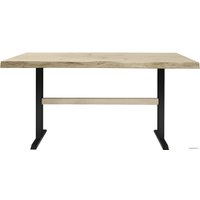 Кухонный стол Buro7 Двутавр 150 (с обзолом и сучками, дуб беленый/черный)