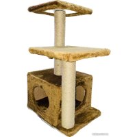 Домик ZooExpress Куб 2 полки 2 входа 81163 (мех/джут)