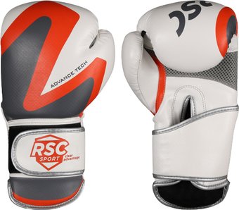 Тренировочные перчатки RSC Sport PU 2t c 3D фактурой (12 oz, белый/серый)