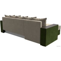 Угловой диван Лига диванов Дубай лайт левый (микровельвет бежевый/зеленый)