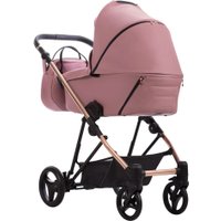 Универсальная коляска BEBETTO Yoddi Premium Class (3 в 1, 05 розовая кожа/рама бронза)