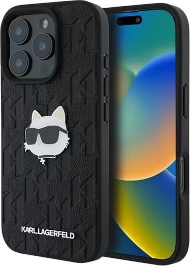 

Чехол для телефона Lagerfeld PU Grained Monogram NFT Choupette metal Head для iPhone 16 Pro KLHCP16LPGKLCHPK