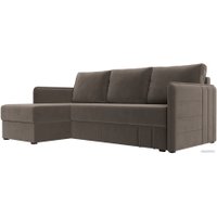 Угловой диван Лига диванов Слим левый (велюр коричневый)