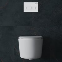 Унитаз подвесной Roxen Simple Compact в комплекте с инсталляцией StounFix Dual Fresh 6 в 1 920247 (кнопка: белый глянец)