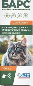 Спрей от блох и клещей Агроветзащита Барс инсектоакарицидный для кошек (100 мл)