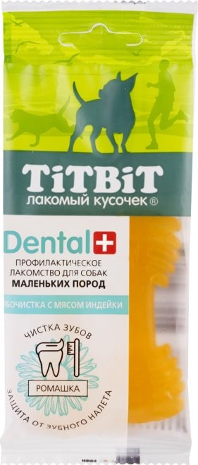 

Лакомство для собак TiTBiT Dental+ Зубочистка с мясом индейки и ромашкой 26 г