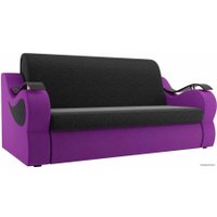 Диван Лига диванов Меркурий 100348 160 см (микровельвет, черный/фиолетовый)