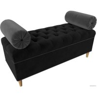 Банкетка Лига диванов Глория 113668 (велюр черный/серый/серый)