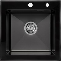 Кухонная мойка ARFEKA ECO AR 500*500 GS BLACK GLASS + BLACK PVD NANO
