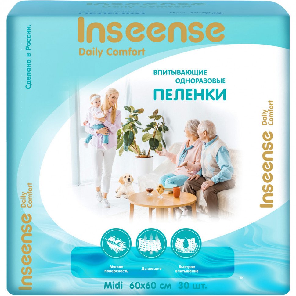 

Пеленка одноразовая Inseense Daily Comfort 60х60 InsDC6630 (30 шт)