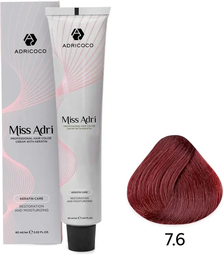 

Крем-краска Adricoco Miss Adri 7.6 (100мл, блонд красный)
