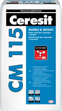 

Клей для светлого мрамора и мозаики Ceresit CM 115 Marble & Mosaic (25 кг)