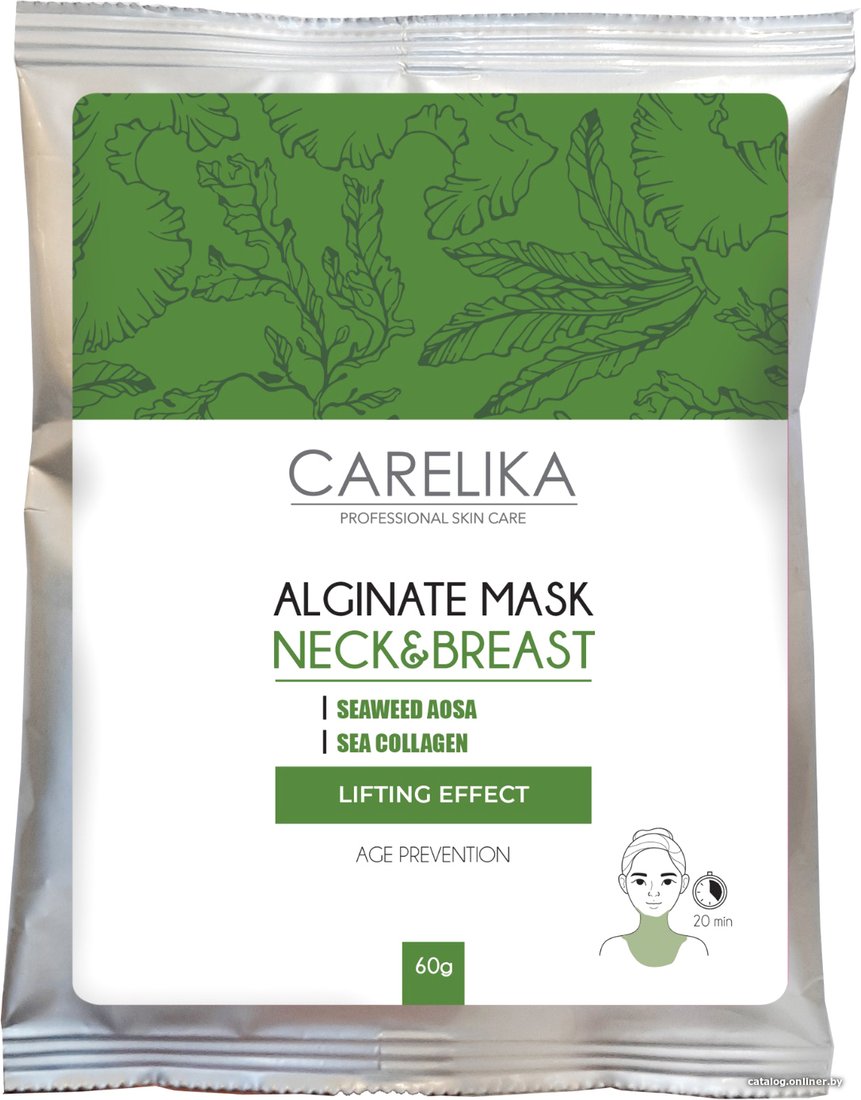 Carelika Маска для лица альгинатная Alginate Mask Neck&Breast для шеи и области деколье (60 г)