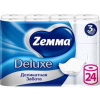 Туалетная бумага Zemma Deluxe Деликатная Забота 3 слоя (24 рулона)