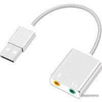 USB аудиоадаптер USBTOP USB Hi-Fi 3D 2.1/7.1 (серебристый, с кабелем)