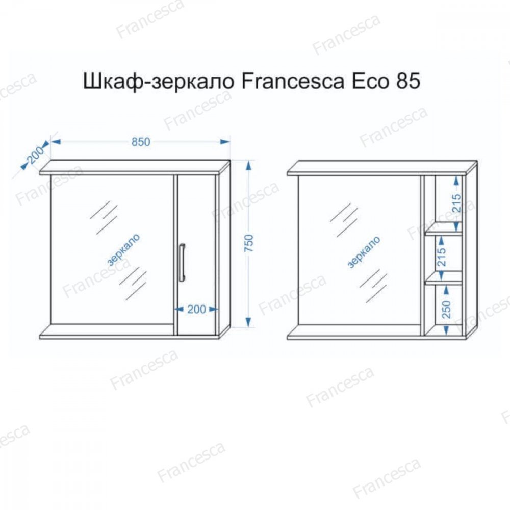 

Francesca Шкаф с зеркалом Eco 85 M-1001225 (белый)