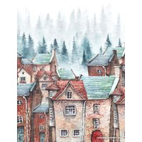 Фотообои ФабрикаФресок Акварельные Домики для детей 122265 (200x265)