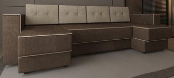 П-образный диван Craftmebel Принстон П-образный (боннель, рогожка, коричневый/бежевый)