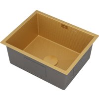 Кухонная мойка Roxen Uno 560210-54-GS PVD золотая/текстурная (с ролл-матом и дозатором)