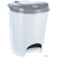 Мусорное ведро Idea с педалью 11 л (белый мрамор/серый)