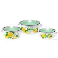 Набор кастрюль КМЗ Лимонный сет-1-Экстра (3 шт, белый)