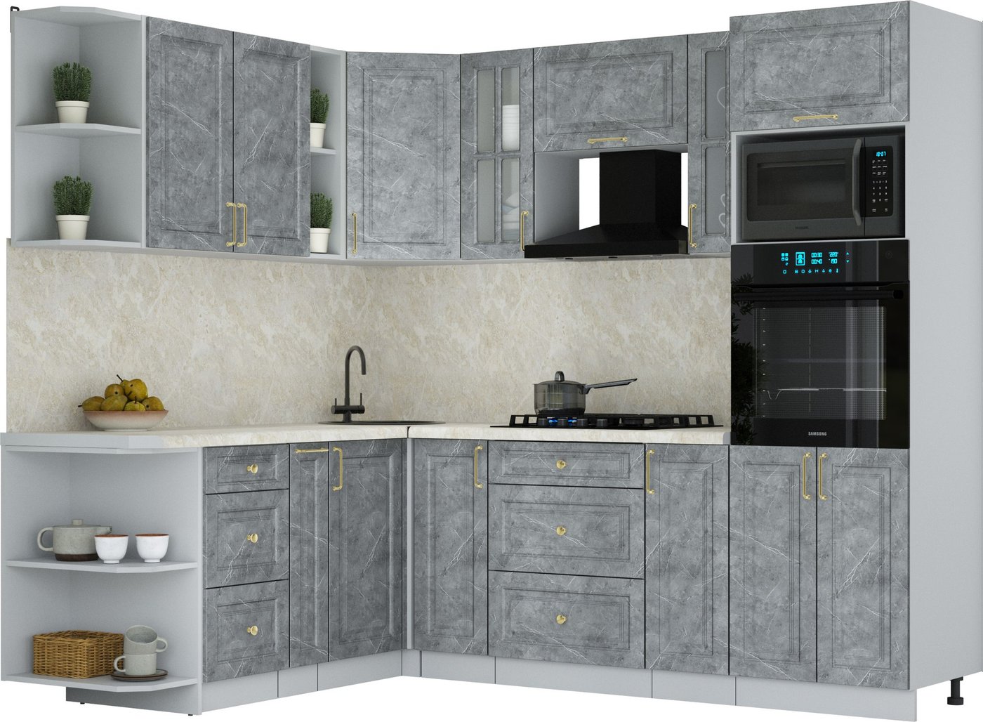 

Готовая кухня Интерлиния Мила Шато 1.88x2.4 ВТ LV (керамика/керамика/опал светлый)