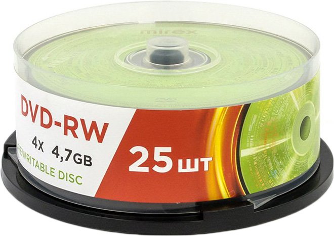 

DVD-RW диск Mirex 4.7Gb 4x UL130032A4M (25 шт.)
