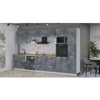 Готовая кухня Интерлиния Мила Лайт 3.6-ПМ1 (бетон портленд/бетон портленд/дуб бунратти)