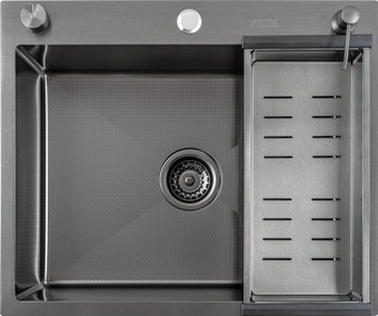 Кухонная мойка Futur FK 6050 Eco Embossing Pop-up Standart (Black Nano)