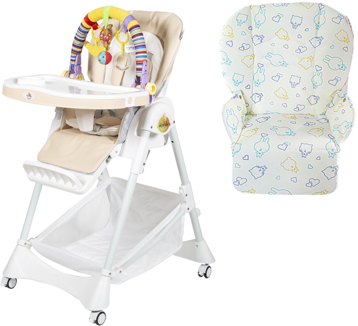 

Высокий стульчик ForKiddy Podium Toys 0+ (два чехла +х/б вкладыш, кремовый, дуга обезьяна)