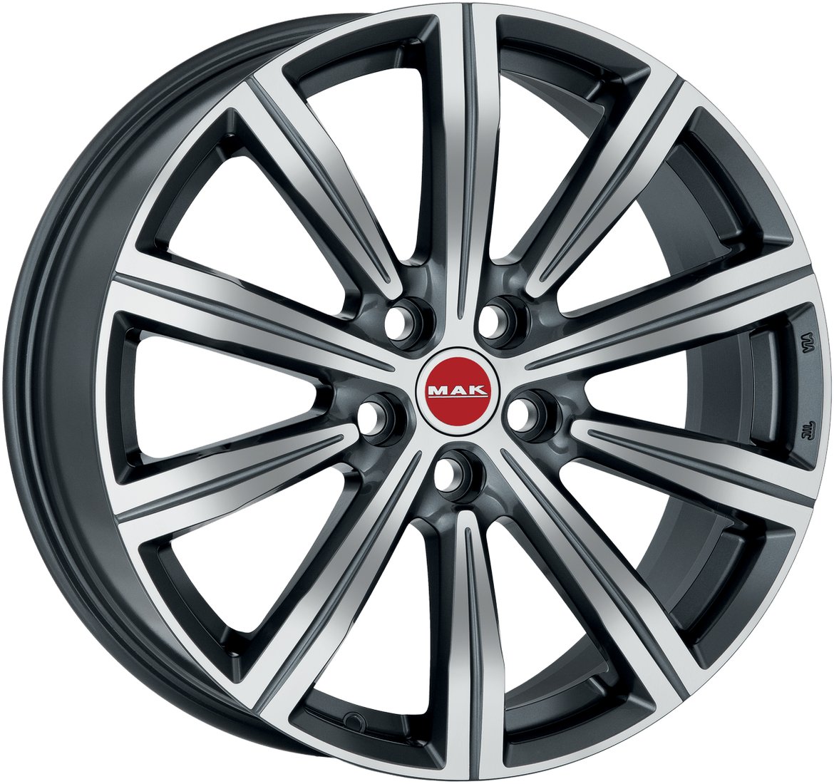 

Литые диски MAK Birmingham 20x8.5" 5x112мм DIA 66.6мм ET 52мм Gun Met-Mirror Face