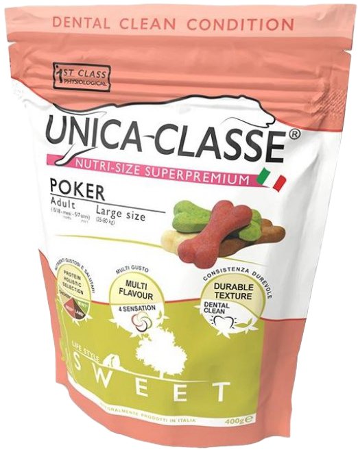 

Лакомство для собак Unica Classe Poker Sweet Печенье для собак крупных пород 400 г