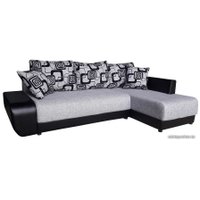 Угловой диван Асмана Олимп-1 левый (кубики/рогожка серый/кожзам черный)