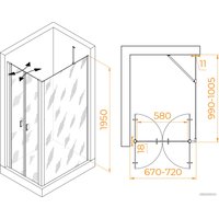 Душевой уголок RGW PA-144B (PA-104B+Z-050-2B+O-204B) 060814470-14 70x100 (черный/прозрачное стекло)