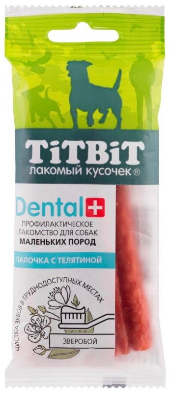 

Лакомство для собак TiTBiT Dental+ Палочка с телятиной для собак маленьких пород (16 шт)