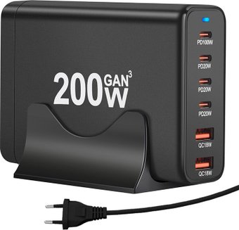 Сетевое зарядное USBTOP 1006P200WB 559244 (черный)