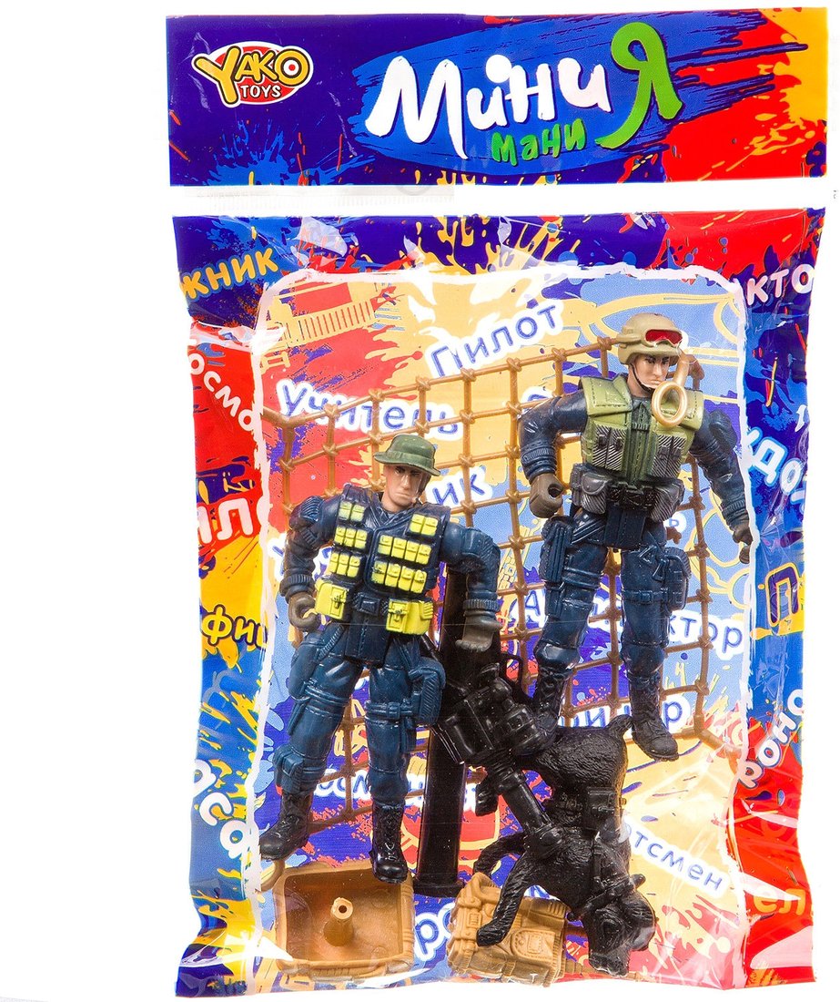 

Набор фигурок Yako Toys Мини МаниЯ Военный с 2 солдатиками и собакой К93738