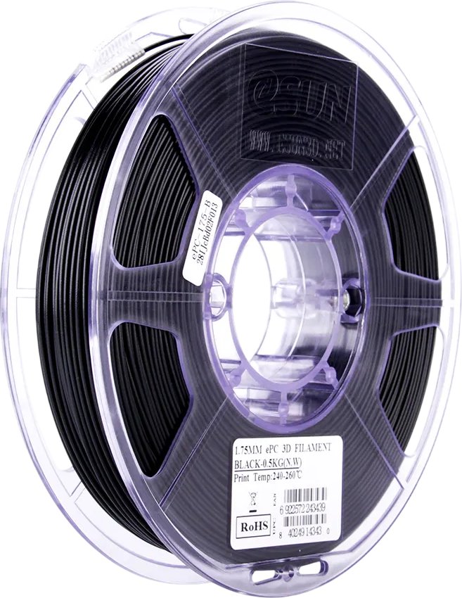 Филамент eSUN PС PC175B05TW1 (1.75мм, 500г, черный)