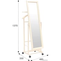 Стойка для одежды Мебелик с зеркалом на колесах В 24Н (слоновая кость)