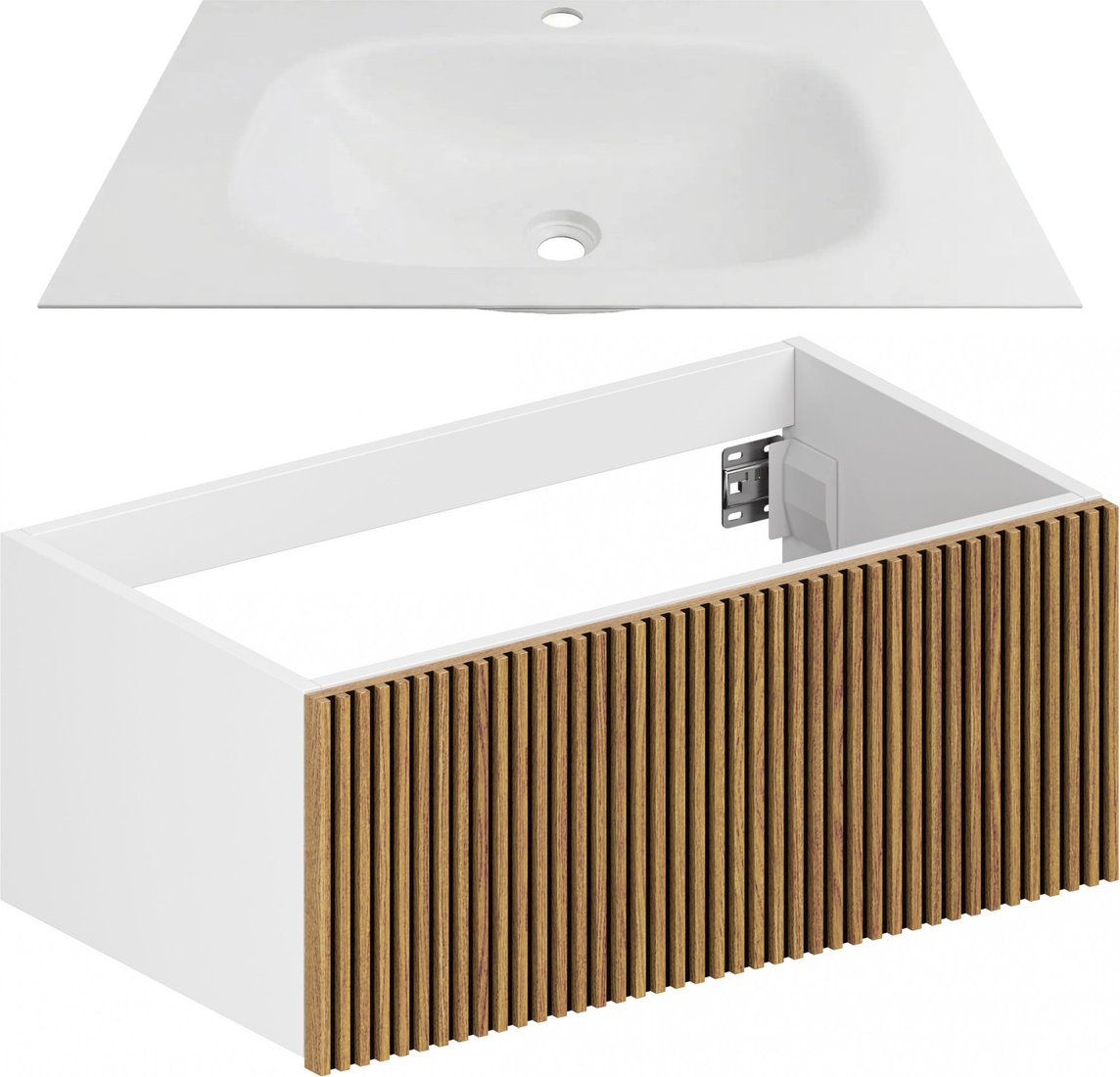 ЗОВ Тумба с умывальником Кито 70 K70LW0MRM + Oliveeka Flow F70W (белый/тростник)