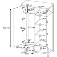 Шкаф распашной Polini Kids Simple двухсекционный с ящиками 0002770.165 (белый/дуб крафт)