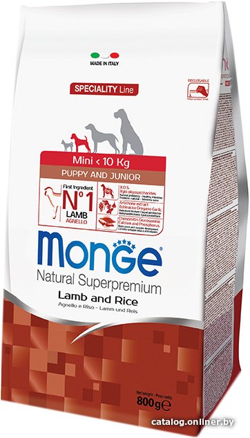 Сухой корм для собак Monge Mini Puppy & Junior Lamb and Rice 800 г
